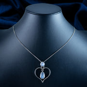 Vintage Moonstone Heart Pendant Necklace Kurt Jobst Sterling Silver