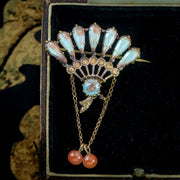 Antique Victorian Saphiret Fan Brooch 