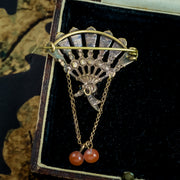 Antique Victorian Saphiret Fan Brooch 