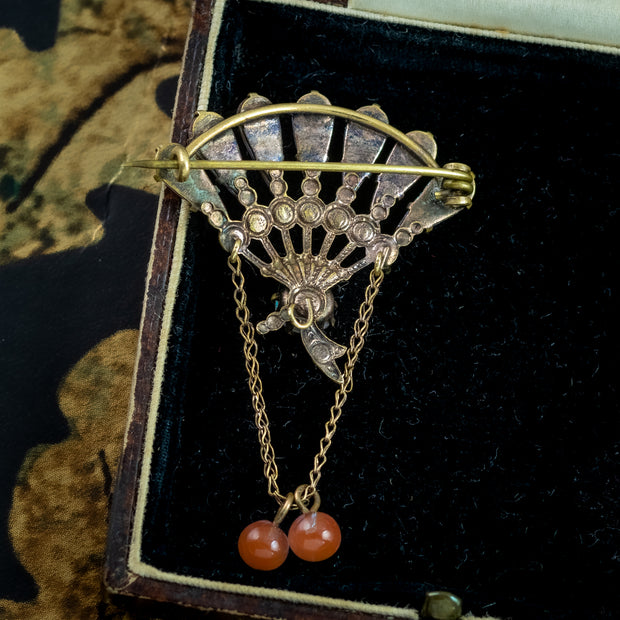 Antique Victorian Saphiret Fan Brooch 