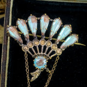 Antique Victorian Saphiret Fan Brooch 