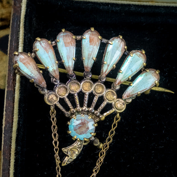 Antique Victorian Saphiret Fan Brooch 