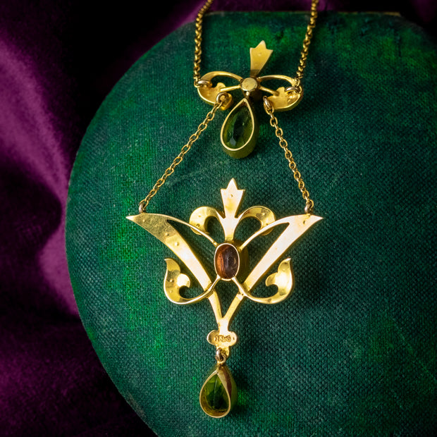 Antique Edwardian Suffragette Lavaliere Necklace 15ct Gold