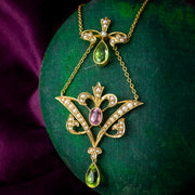 Antique Edwardian Suffragette Lavaliere Necklace 15ct Gold