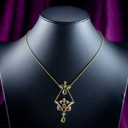 Antique Edwardian Suffragette Lavaliere Necklace 15ct Gold