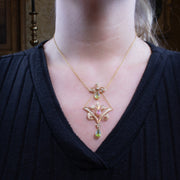 Antique Edwardian Suffragette Lavaliere Necklace 15ct Gold