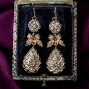 Antique Victorian Diamond Drop Earrings 9ct Gold