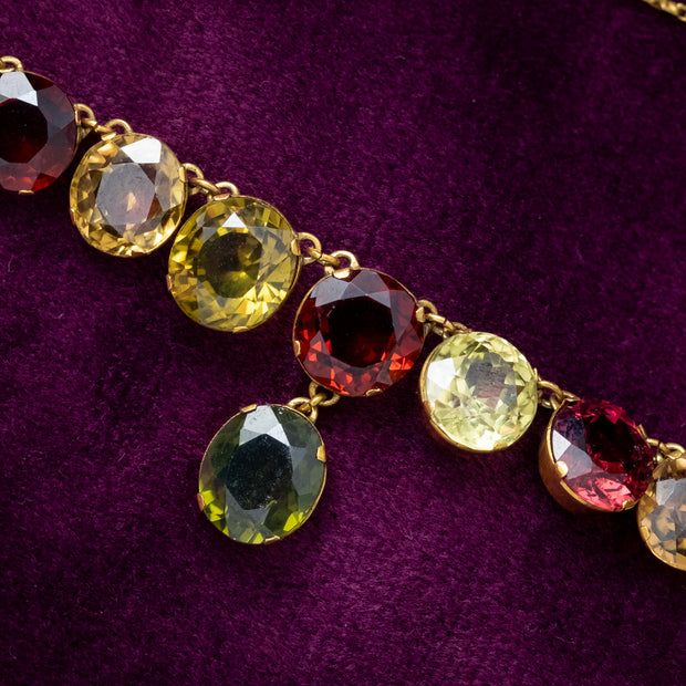 Antique Victorian Harlequin Necklace Multi-Gemstone 15ct Gold