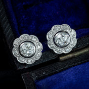 Antique Art Deco Diamond Earrings Night And Day 2.9ct Total