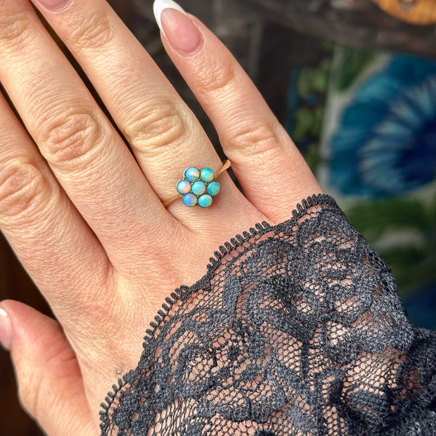 Antique Victorian Opal Cluster Ring 0.70ct Total