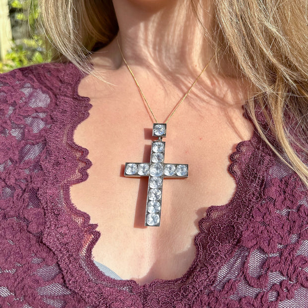 Antique Georgian Paste Cross Pendant Silver