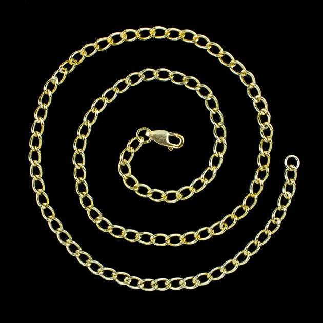 Curb Chain Necklace Sterling Silver 18ct Gold – Laurelle Antique Jewellery