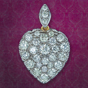 Edwardian Style Diamond Heart Pendant 2ct Total