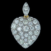 Edwardian Style Diamond Heart Pendant 2ct Total