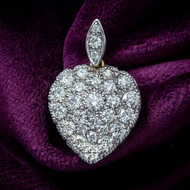 Edwardian Style Diamond Heart Pendant 2ct Total