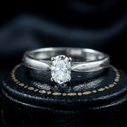 Edwardian Style Diamond Solitaire Engagement Ring 18ct White Gold 0.75ct Diamond