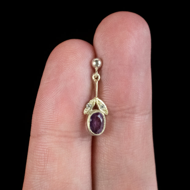 Edwardian Style Amethyst Drop Earrings Silver Gold Gilt