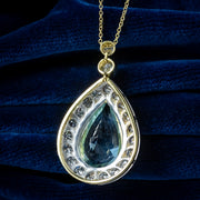 Edwardian Style Aquamarine Diamond Pendant Necklace 7ct Aqua