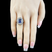 Edwardian Style Blue Cz Tanzanite Daisy Cluster Ring 