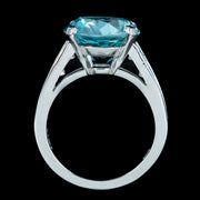 Edwardian Style Blue Zircon Diamond Solitaire Ring 5ct Zircon