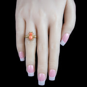 Edwardian Style Coral Pearl Bee Ring 