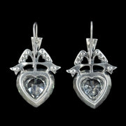 Edwardian Style Cubic Zirconia Heart Earrings Sterling Silver