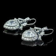 Edwardian Style Cubic Zirconia Heart Earrings Sterling Silver