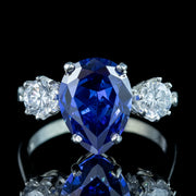 Edwardian Style Cz Tanzanite Trilogy Ring