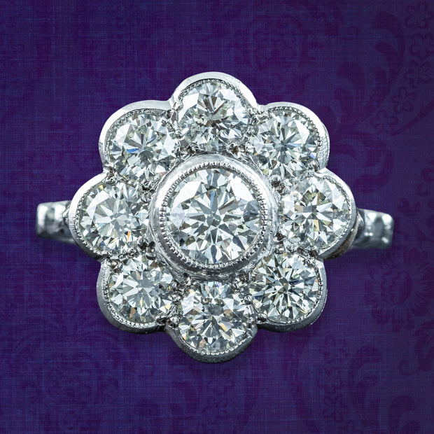 Edwardian Style Diamond Cluster Ring 2.36ct Total