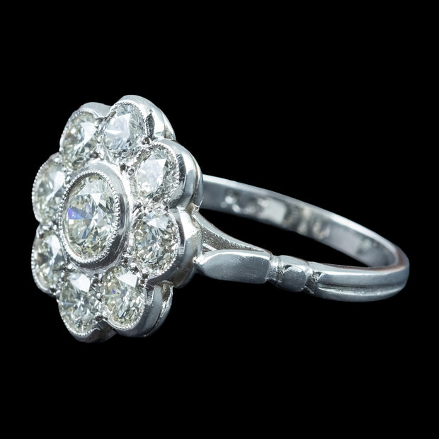 Edwardian Style Diamond Cluster Ring 2.36ct Total