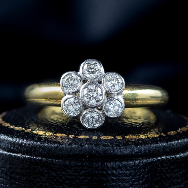 Edwardian Style Diamond Daisy Cluster Ring 0.70ct Of Diamond