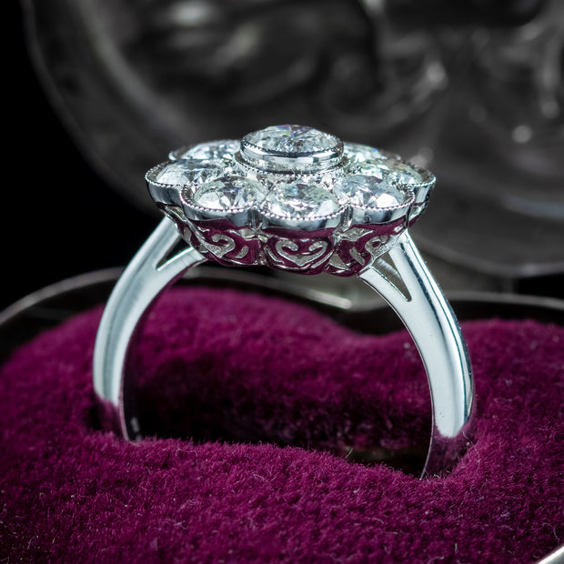 Edwardian Style Diamond Daisy Cluster Ring 2.03ct Total