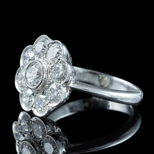 Edwardian Style Diamond Daisy Cluster Ring 2.03ct Total