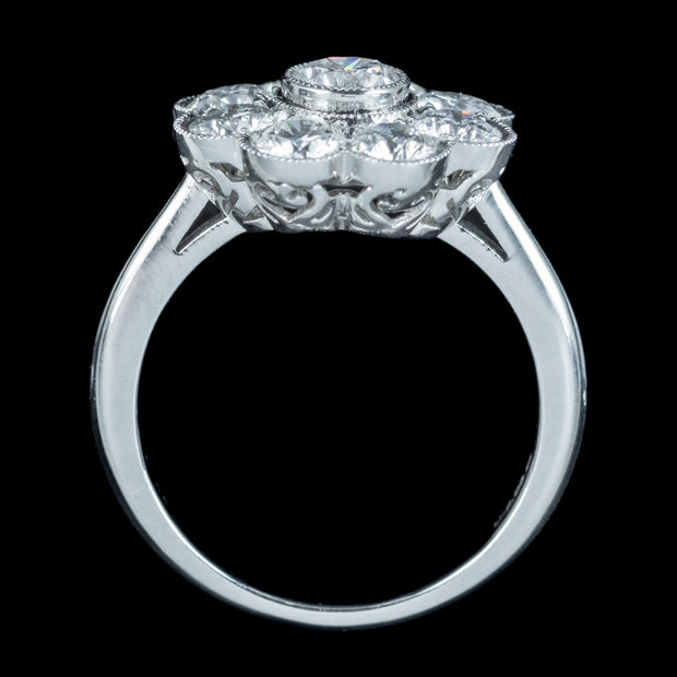 Edwardian Style Diamond Daisy Cluster Ring 2.03ct Total