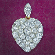 Edwardian Style Diamond Heart Pendant 2ct Total