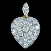 Edwardian Style Diamond Heart Pendant 2ct Total