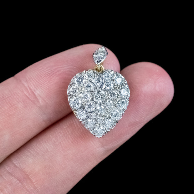 Edwardian Style Diamond Heart Pendant 2ct Total