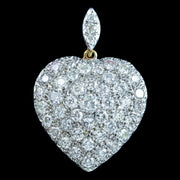 Edwardian Style Diamond Heart Pendant 3.2ct Diamond