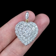 Edwardian Style Diamond Heart Pendant 18ct Gold 3.2ct Diamond