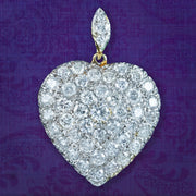 Edwardian Style Diamond Heart Pendant 3.85ct Diamond