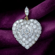 Edwardian Style Diamond Heart Pendant 3.85ct Diamond
