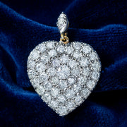 Edwardian Style Diamond Heart Pendant 18ct Gold 3.88ct Diamond