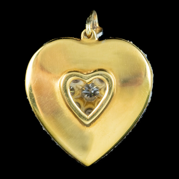 Edwardian Style Diamond Heart Pendant Necklace 18ct Gold 3.6ct Of Diamond