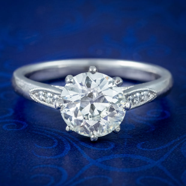 Edwardian Style Diamond Solitaire Ring 1.78ct Diamond With Cert