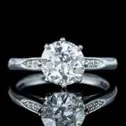 Edwardian Style Diamond Solitaire Ring 1.78ct Diamond With Cert