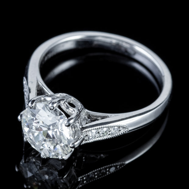 Edwardian Style Diamond Solitaire Ring 1.78ct Diamond With Cert