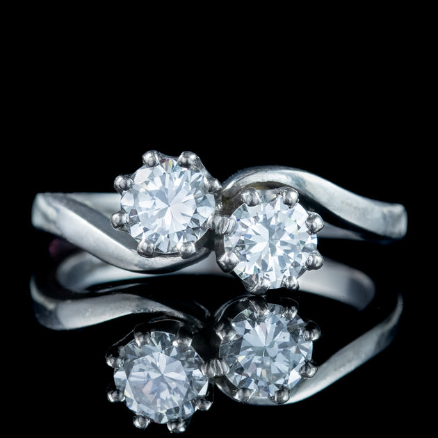 Edwardian Style Diamond Toi Et Moi Twist Ring 1.2ct Total – Laurelle ...