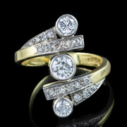 Edwardian Style Diamond Trilogy Twist Ring 1.2ct Total