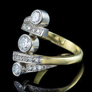 Edwardian Style Diamond Trilogy Twist Ring 1.2ct Total