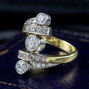 Edwardian Style Diamond Trilogy Twist Ring 1.2ct Total